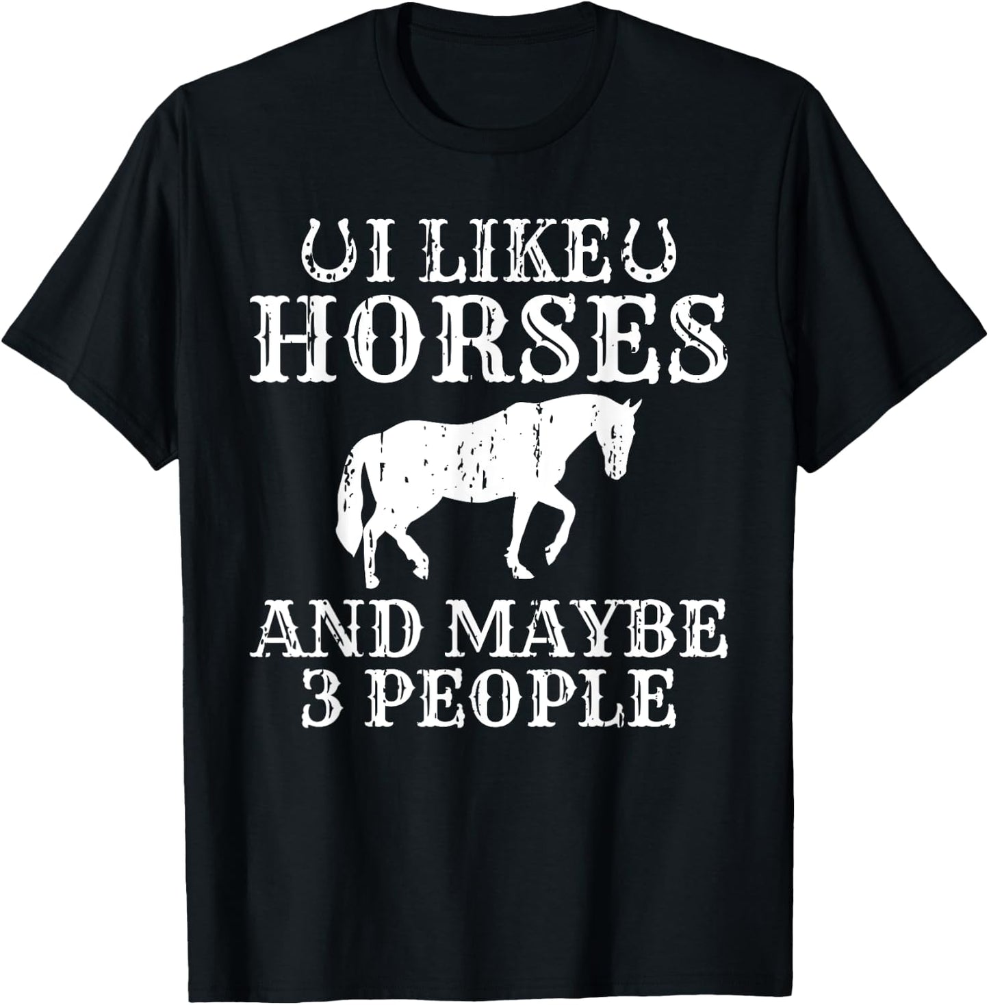 I like Horses and maybe 3 People Horse Riding T-Shirt - T-Shirt | Black