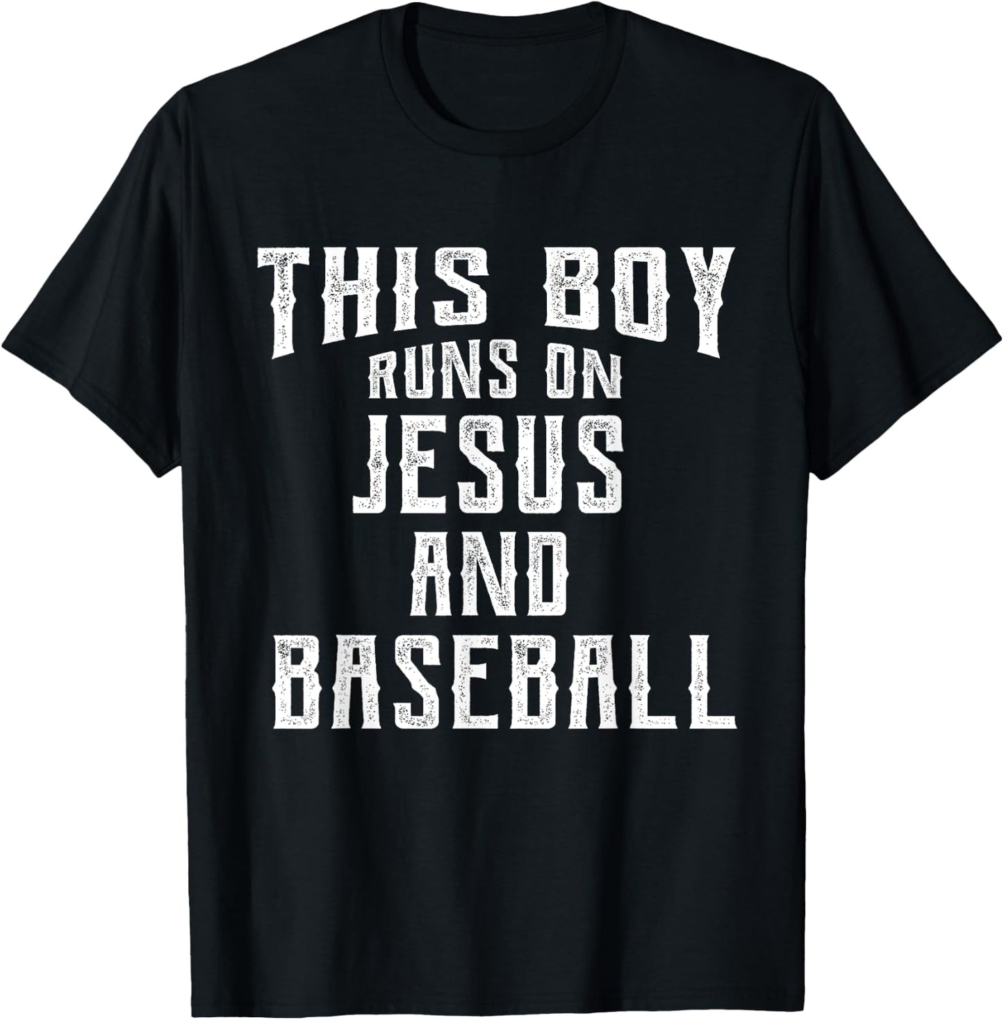 This Boy Runs On Jesus And Baseball Christian Gift T-Shirt - T-Shirt | Black