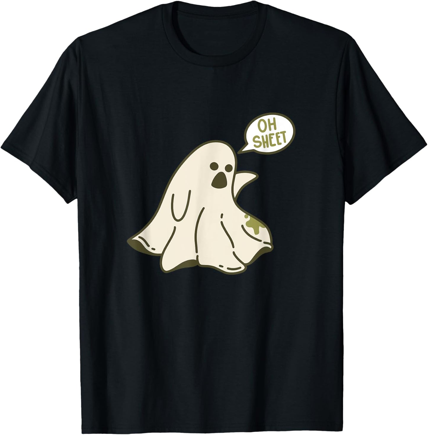 Oh Sheet, Ghost of Halloween Costume Fun T-Shirt - T-Shirt | Black