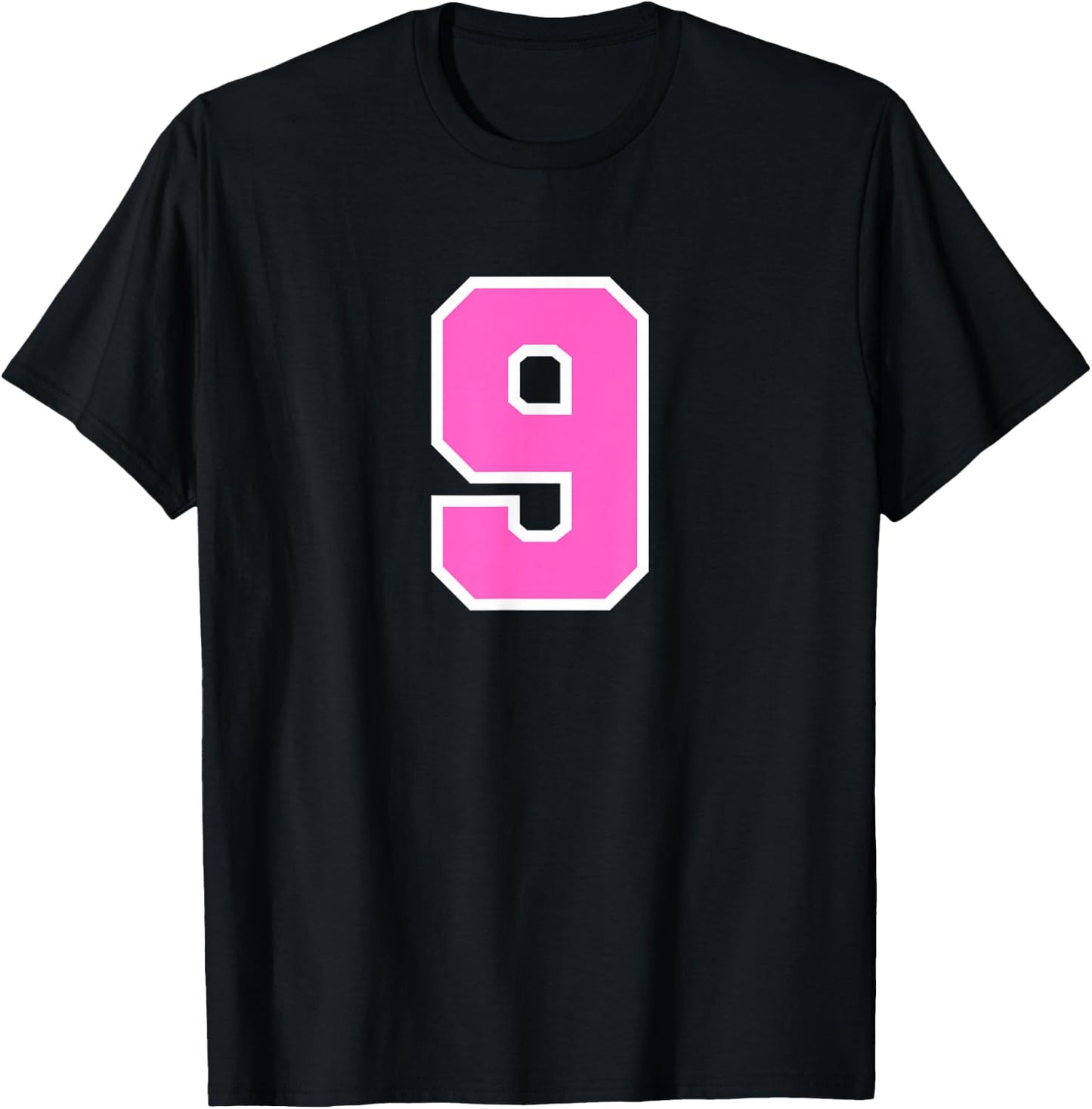 Pink Sports Team Number #9 T-Shirt - T-Shirt | Black
