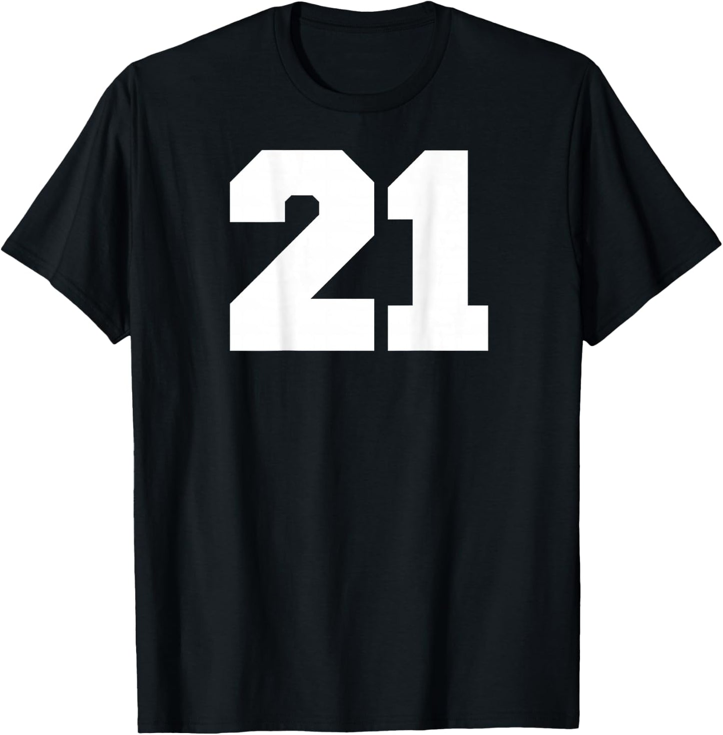 Number 21 Sports Jersey Player #21 Fan BACK PRINT Varsity T-Shirt - T-Shirt | Black
