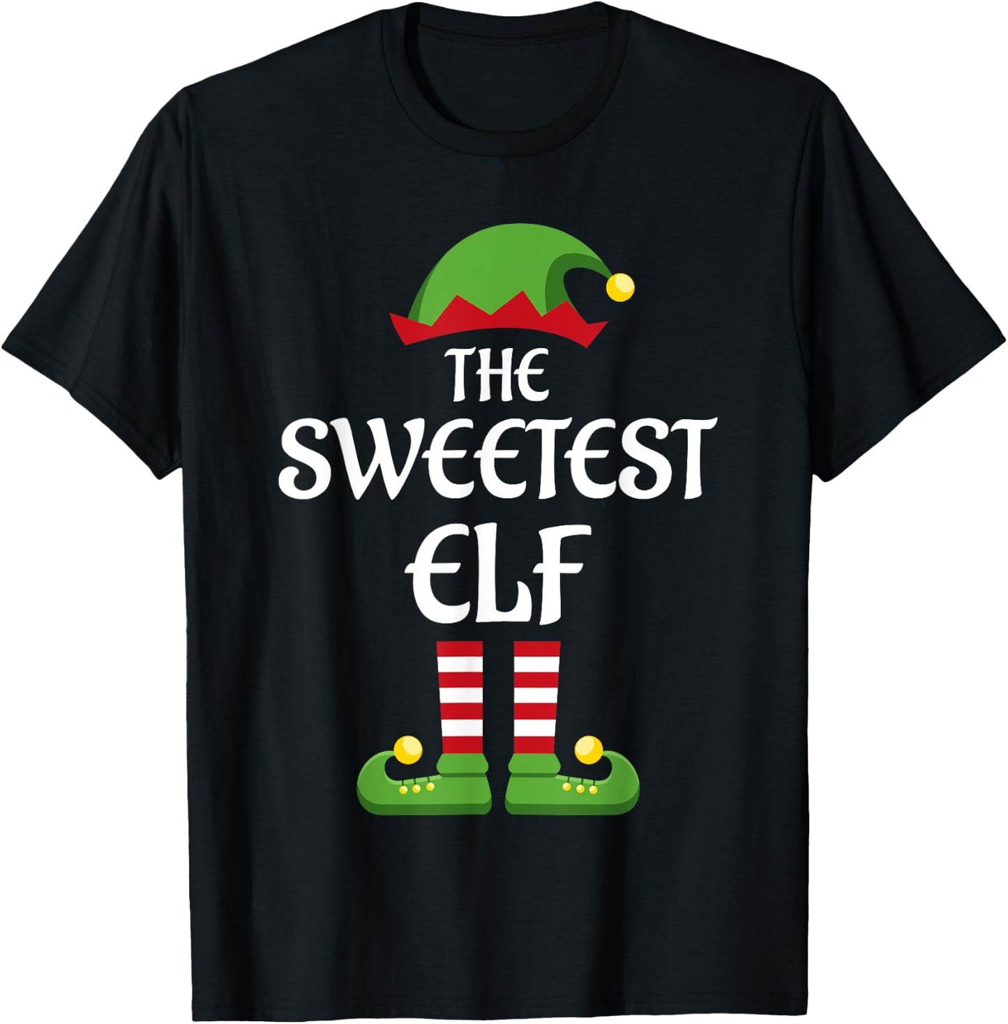 Sweetest Elf Family Matching Group Christmas T-Shirt - T-Shirt | Black