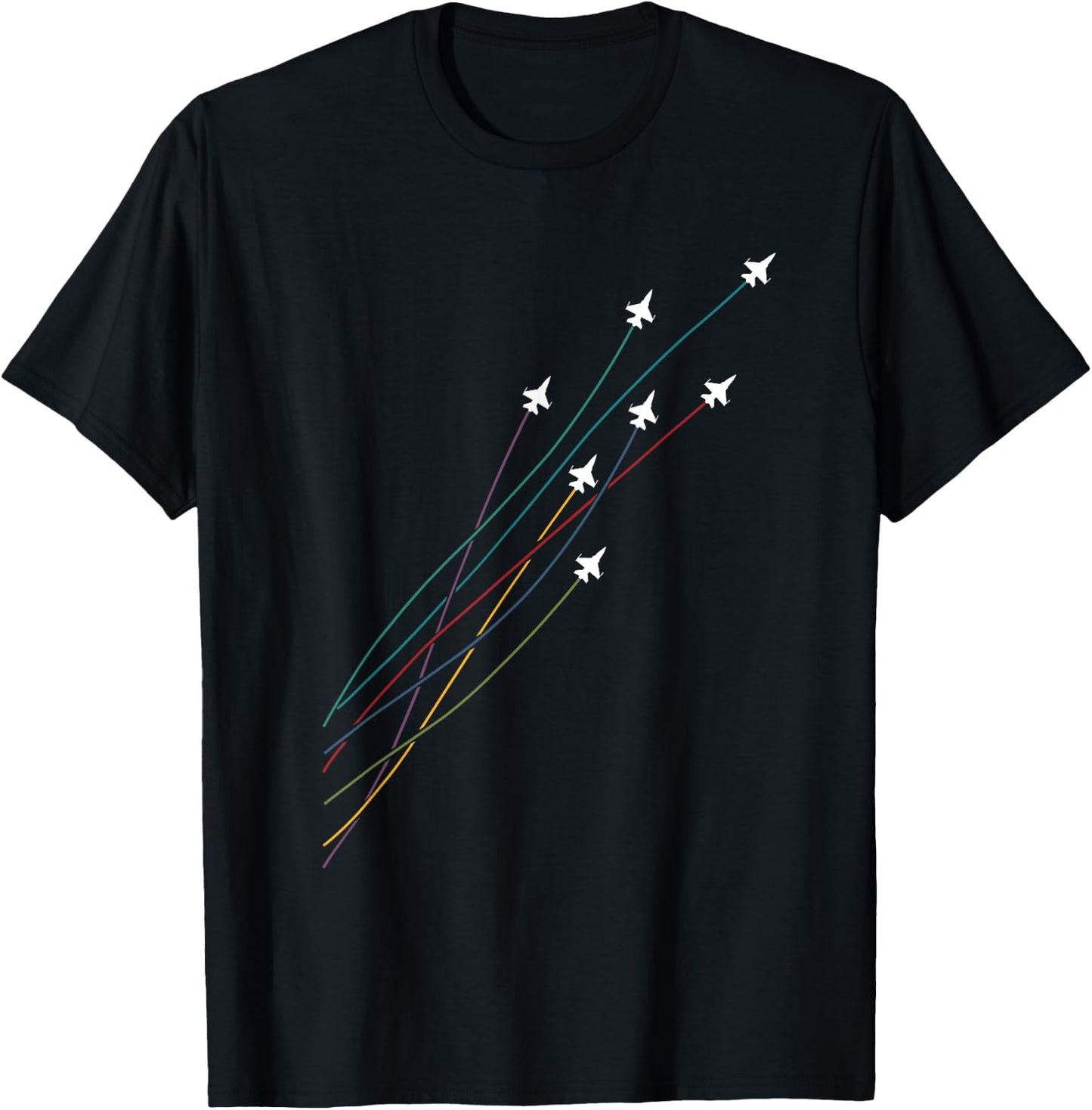 Pilot Colorful Flying Jets Airplanes Fighter Jet Gift T-Shirt - T-Shirt | Black