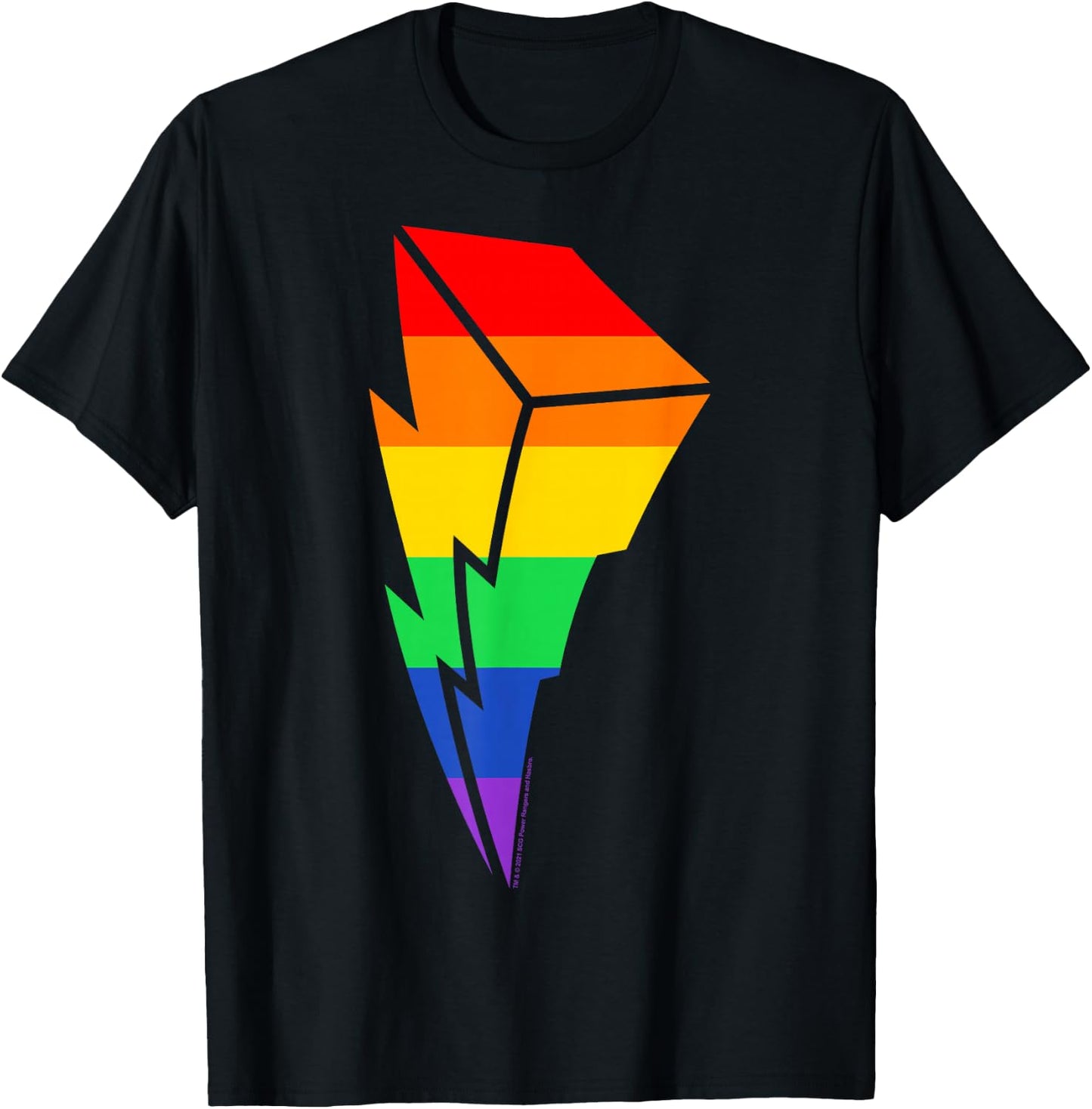 Power Rangers Pride Bolt Rainbow T-Shirt - T-Shirt | Black