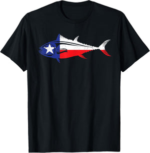 Texas Tuna Fishing Texan Tuna Fisherman Tuna Fish Texas Flag T-Shirt - T-Shirt | Black