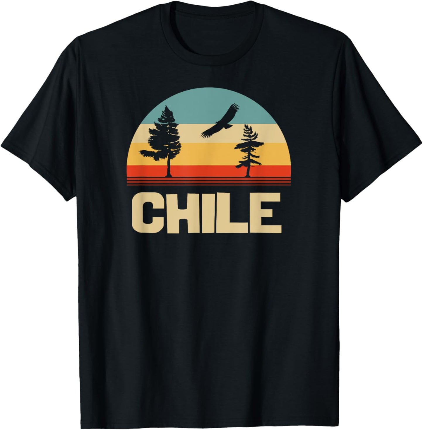 Retro Colours Mountains and Mountains Chile T-Shirt - T-Shirt | Black