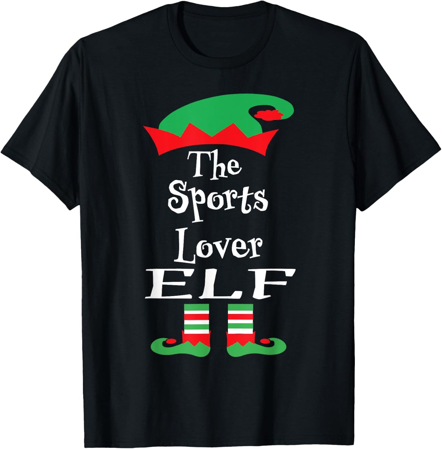 Funny The Sports Lover Elf Shirt Christmas Matching Family T-Shirt - T-Shirt | Black