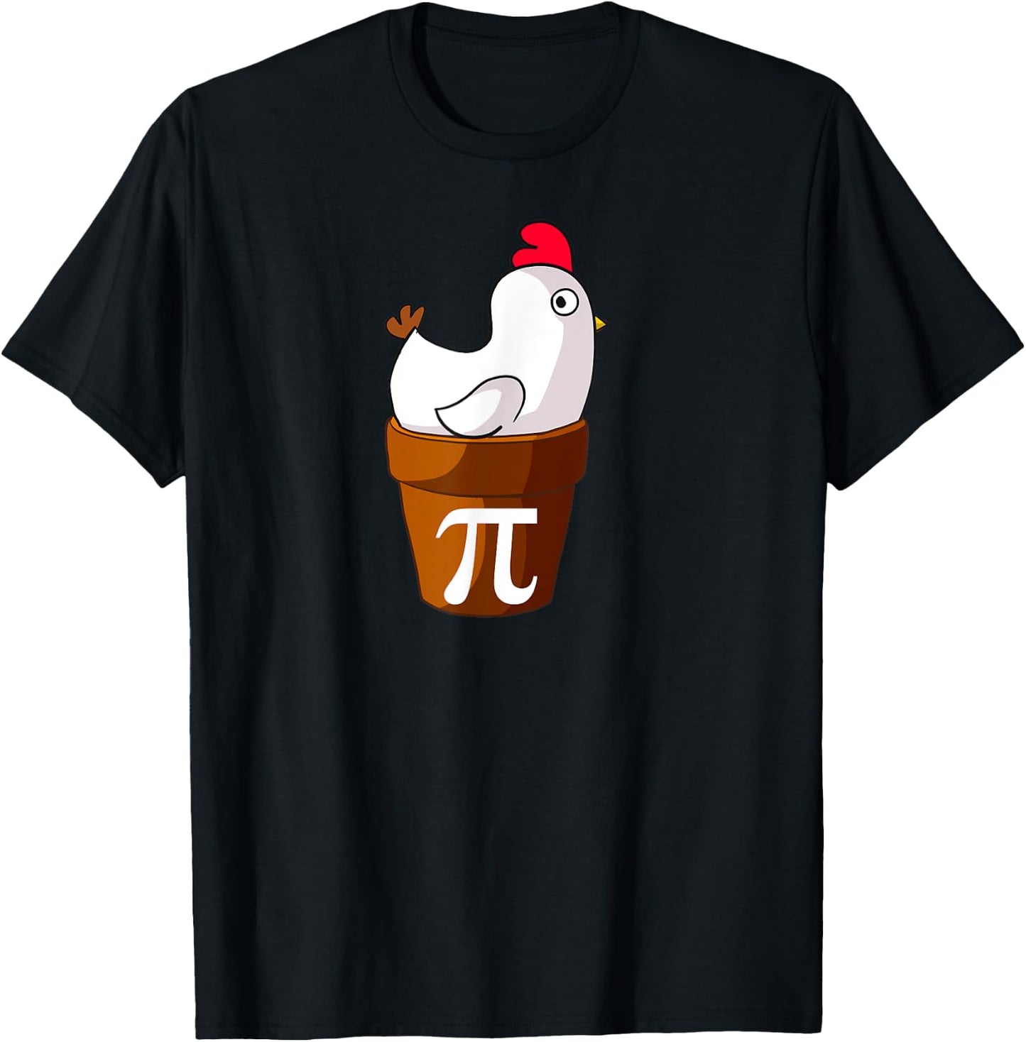 Miftees Pi Day Chicken Pot Pi Funny Cartoon Chicken Pot Pi T-Shirt - T-Shirt | Black