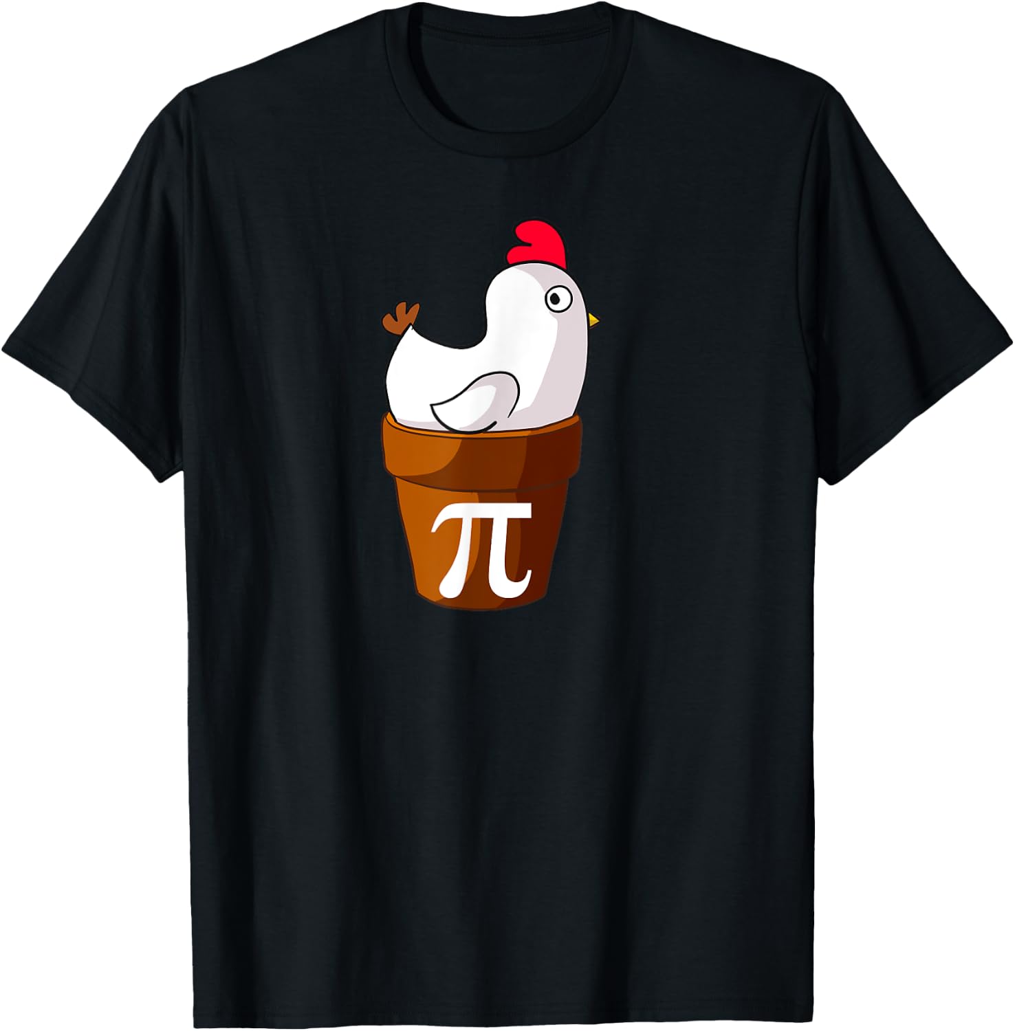 Miftees Pi Day Chicken Pot Pi Funny Cartoon Chicken Pot Pi T-Shirt - T-Shirt | Black