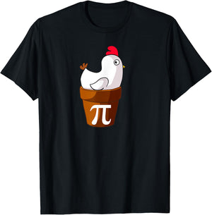 Miftees Pi Day Chicken Pot Pi Funny Cartoon Chicken Pot Pi T-Shirt - T-Shirt | Black