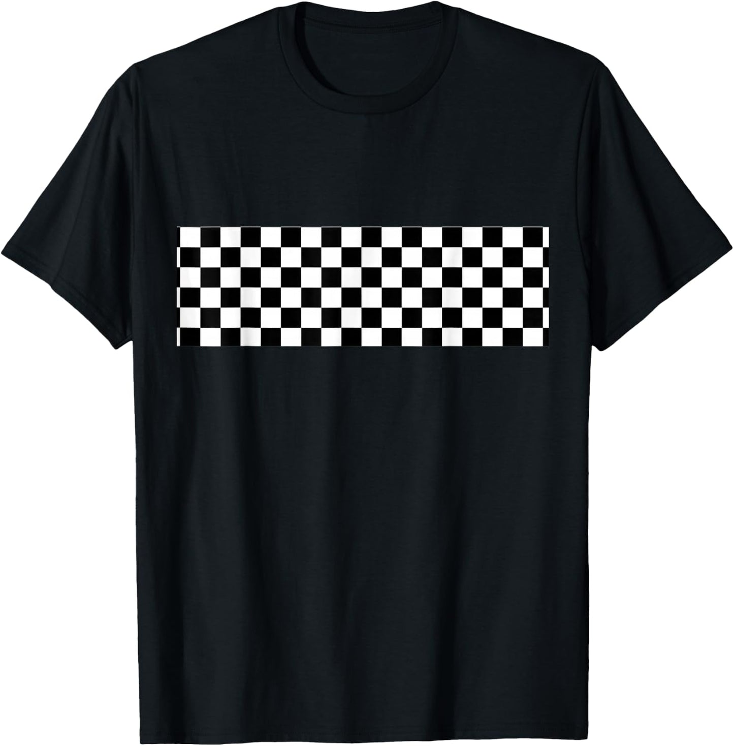 Checkered Checker Black & White Teen & Adults T-Shirt - T-Shirt | Black