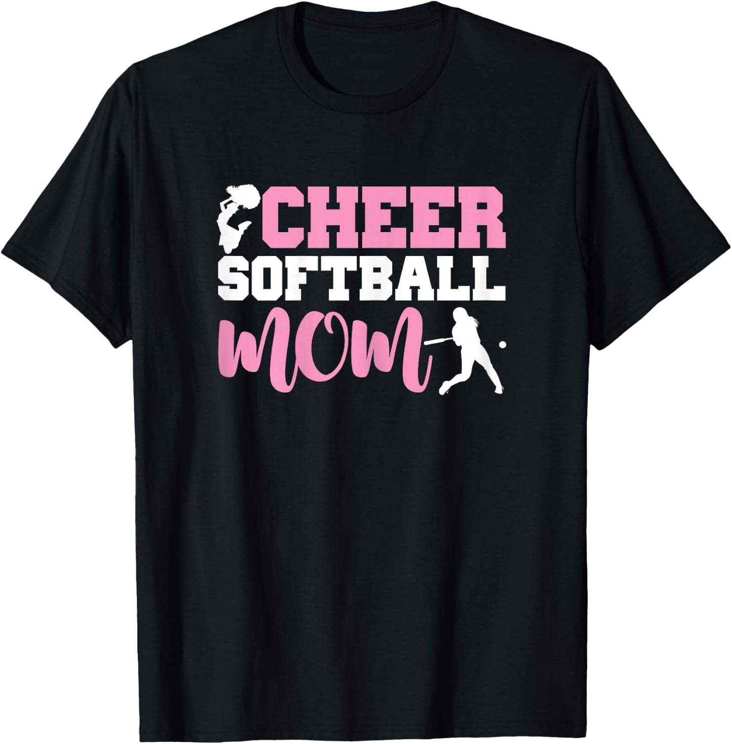 Funny Softball Cheerleading Lover Graphic Softball Cheer Mom T-Shirt - T-Shirt | Black