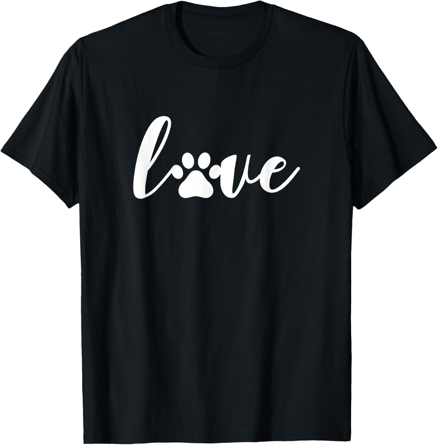 Paw Print Love Heart Funny Cool Dog Cat Mom Pet Animal Lover Small T-Shirt - T-Shirt | Black