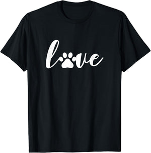 Paw Print Love Heart Funny Cool Dog Cat Mom Pet Animal Lover Small T-Shirt - T-Shirt | Black