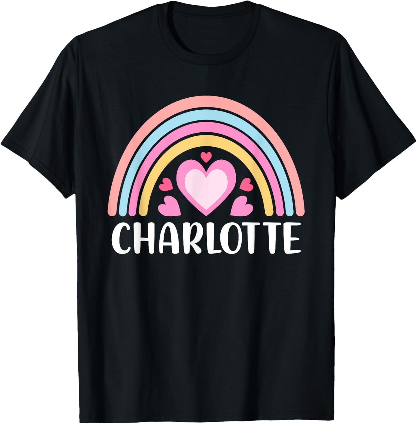 Charlotte North Carolina Cute Rainbow Charlotte T-Shirt - T-Shirt | Black