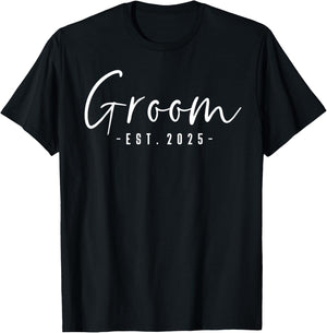 Groom Est 2025 Future Husband Engaged Gifts Him Engagement T-Shirt - T-Shirt | Black