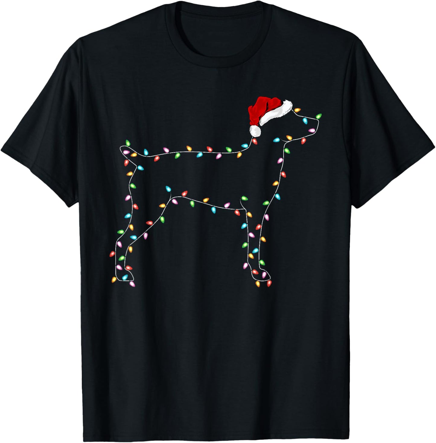 Rat Terrier Xmas Lighting Santa Hat Rat Terrier Christmas T-Shirt - T-Shirt | Black