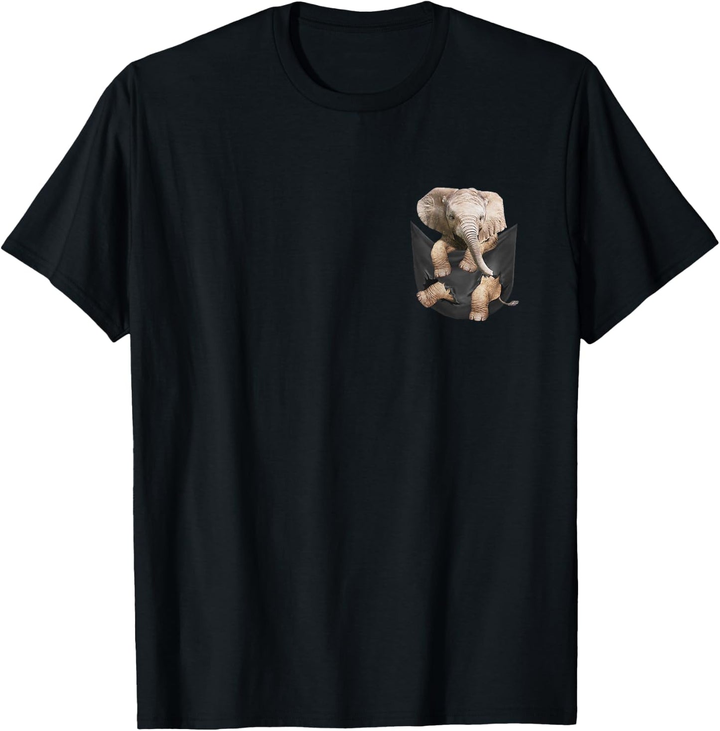 Elephant In Pocket Shirt Cute Elephant Lover Gift T-Shirt - T-Shirt | Black