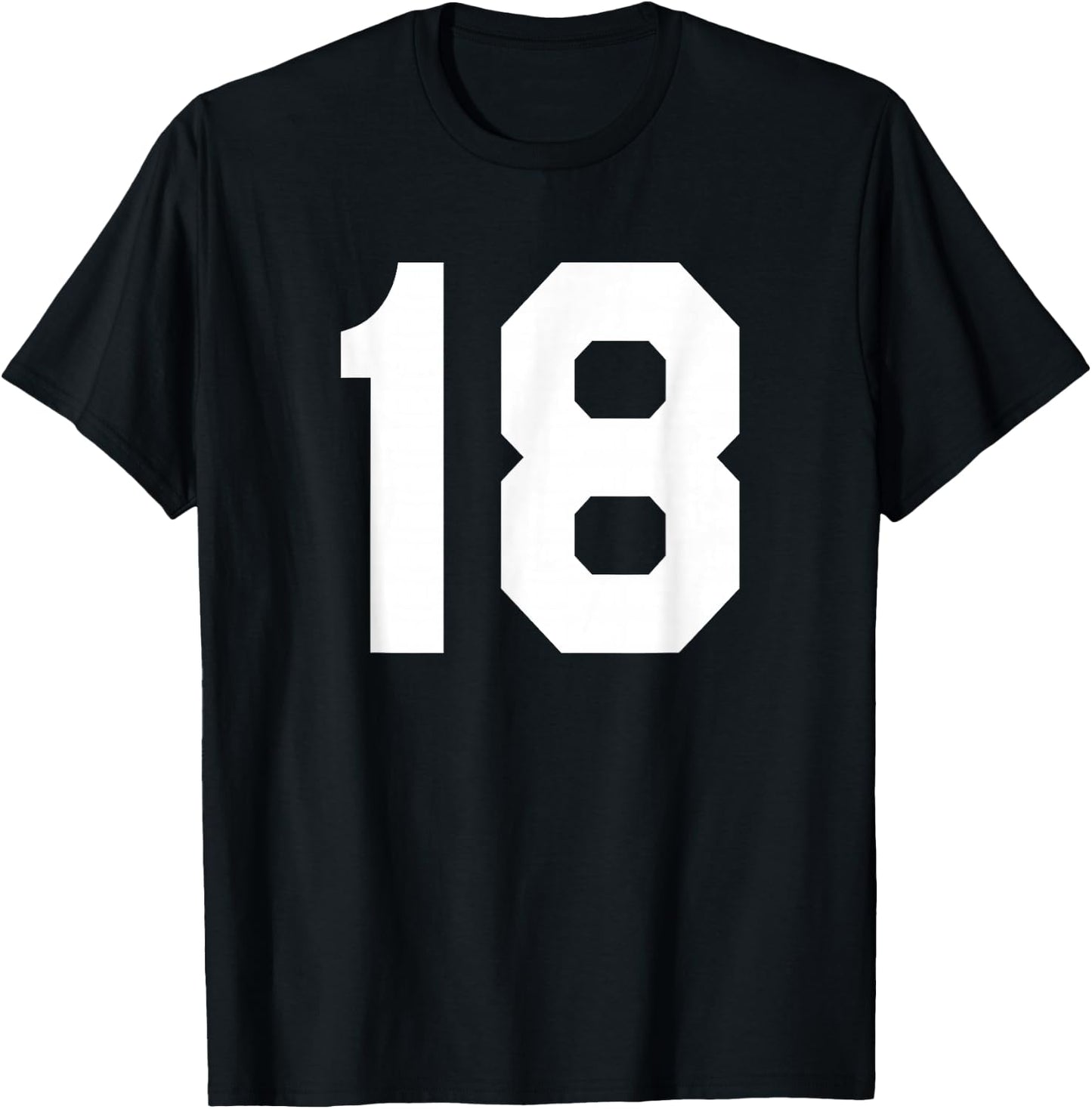 Number 18 Sports Jersey Front and Back Team Player T-Shirt - T-Shirt | Black