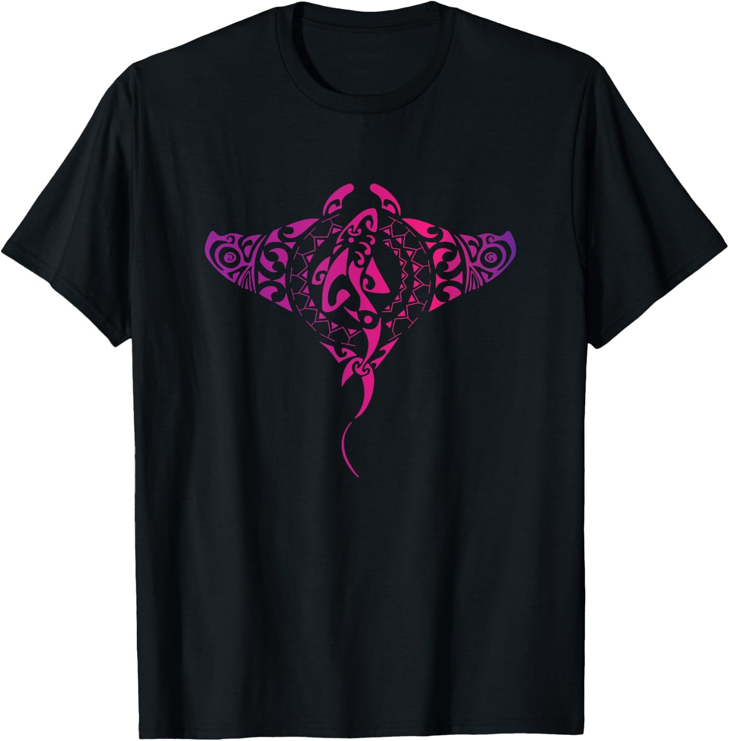 Hawaii Tribal Manta Ray Hawaiian Shirt Shark Lover T-Shirt - T-Shirt | Black