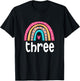 Girls 3rd Birthday Boho Rainbow Three 3 Years Old Birthday T-Shirt - T-Shirt | Black