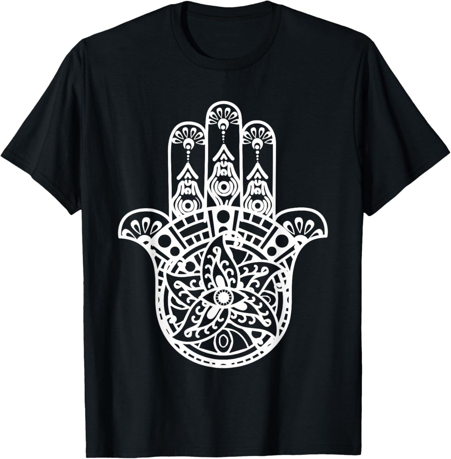 Spiritual Hamsa Hand Fatima Palm Good Luck Eye Khamsa Gifts T-Shirt - T-Shirt | Black