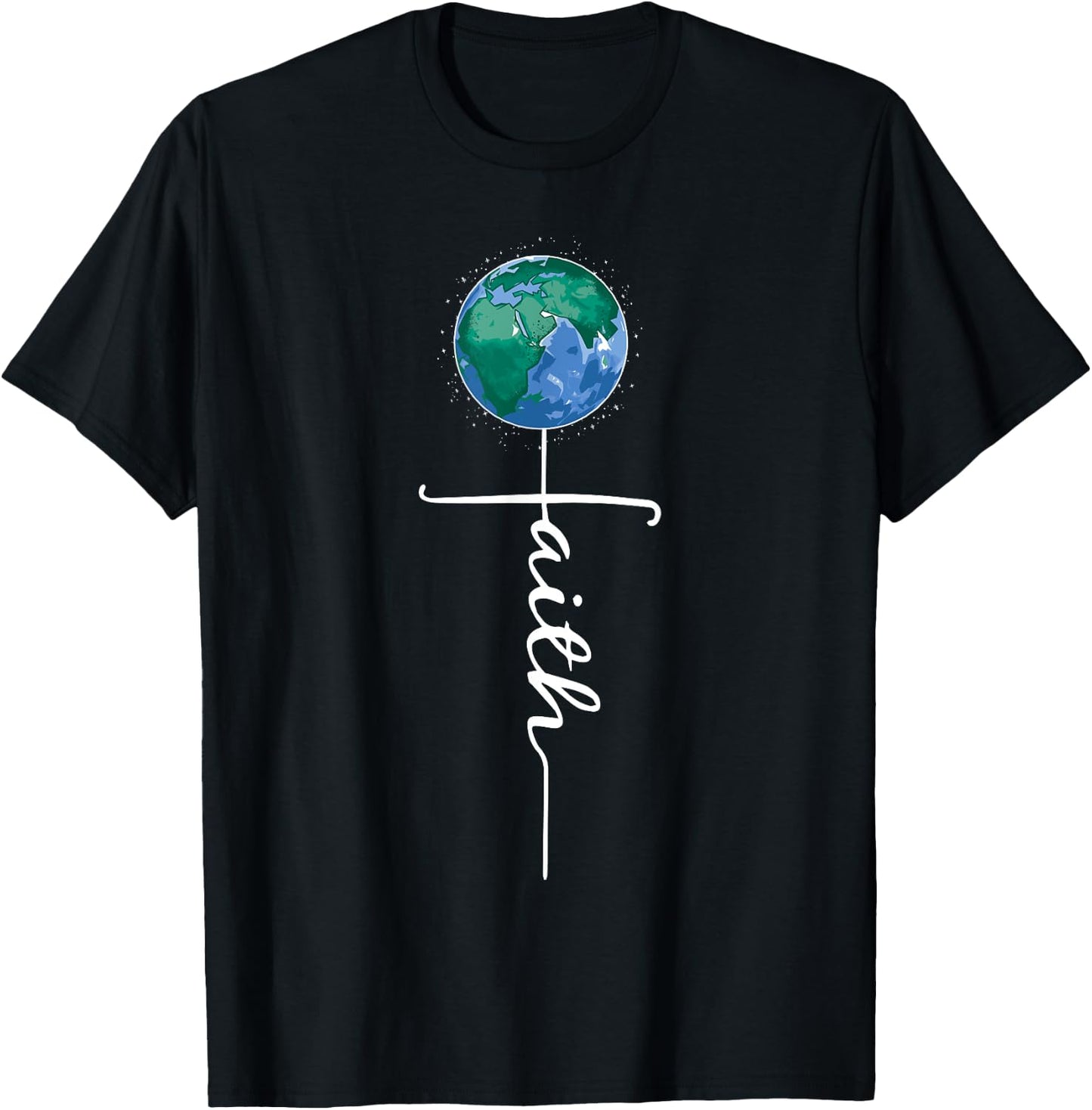 Faith Earth Day Cross Religious Christian Environmentalist T-Shirt - T-Shirt | Black