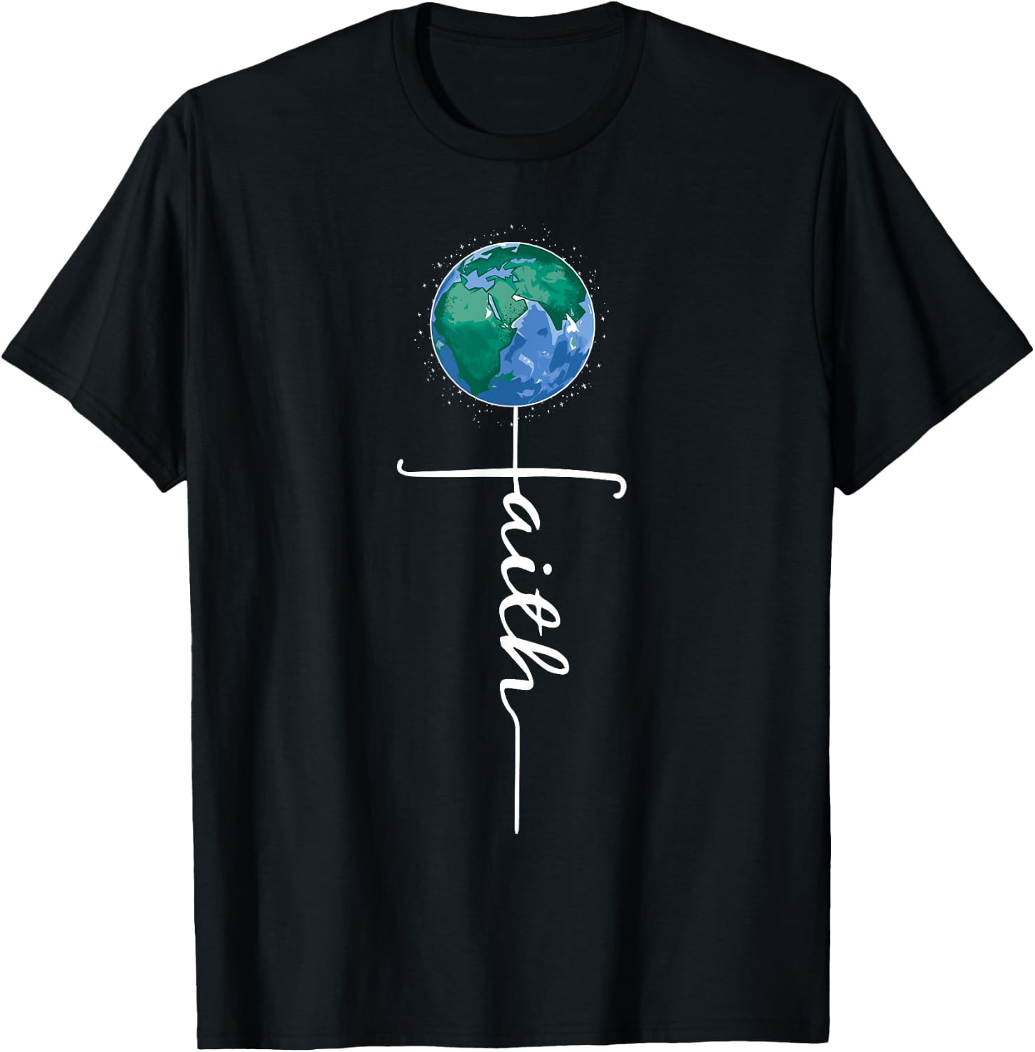 Faith Earth Day Cross Religious Christian Environmentalist T-Shirt - T-Shirt | Black