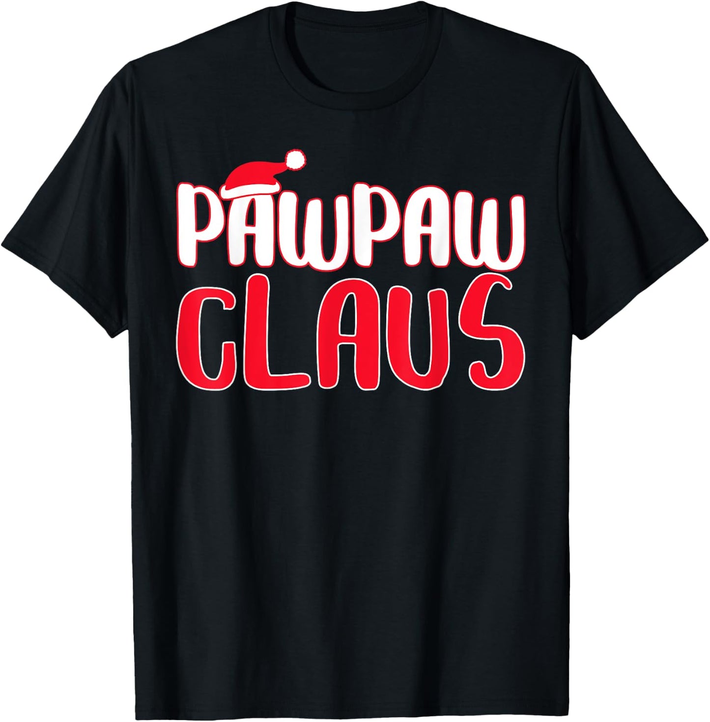 Pawpaw Claus - Men's Black Santa Christmas Shirt - Small - Short Sleeve - Cotton 65%, Polyester 35% T-Shirt - T-Shirt | Black