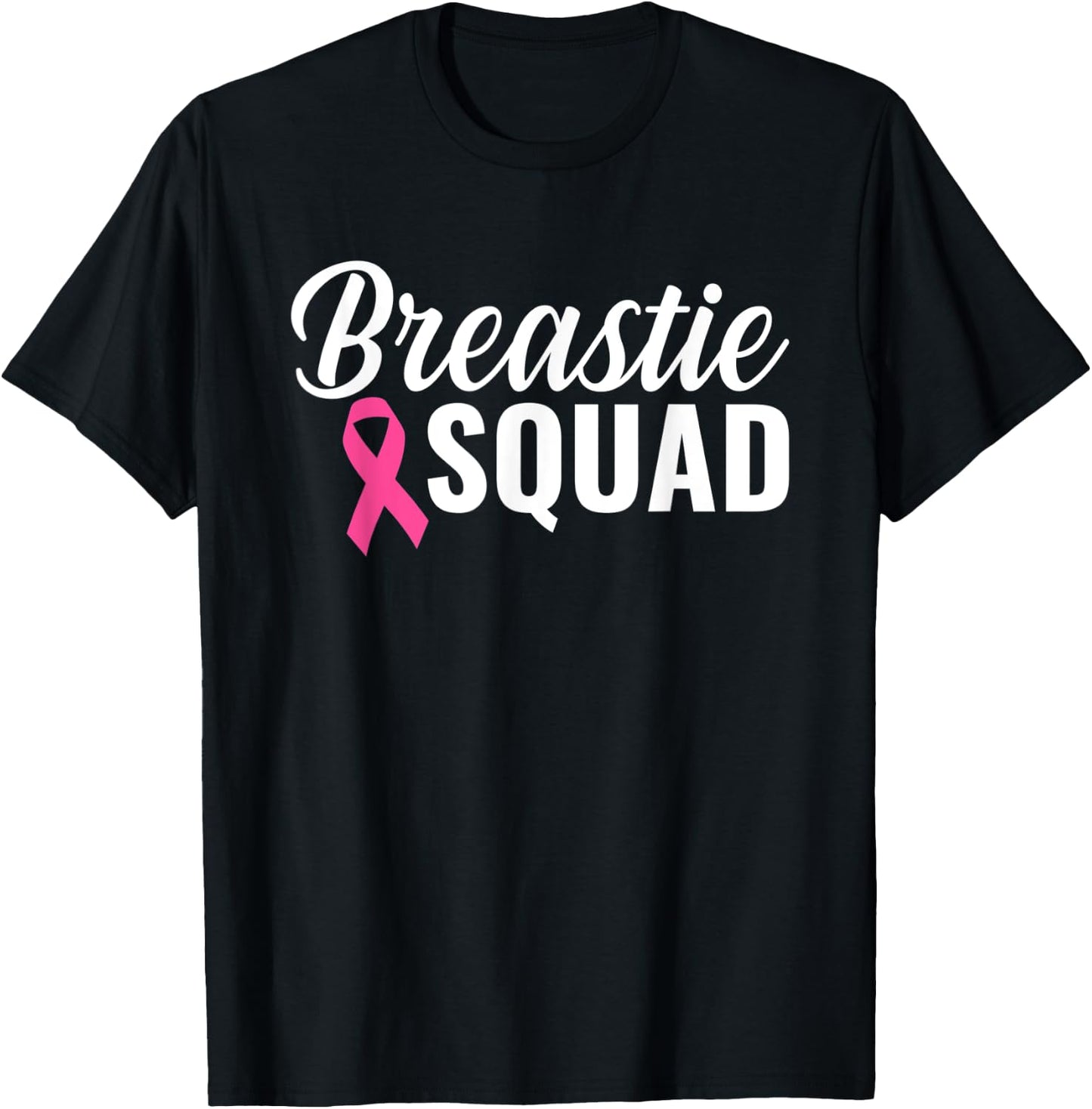 Breastie Squad Pink Ribbon Breast Cancer Awareness Month T-Shirt - T-Shirt | Black