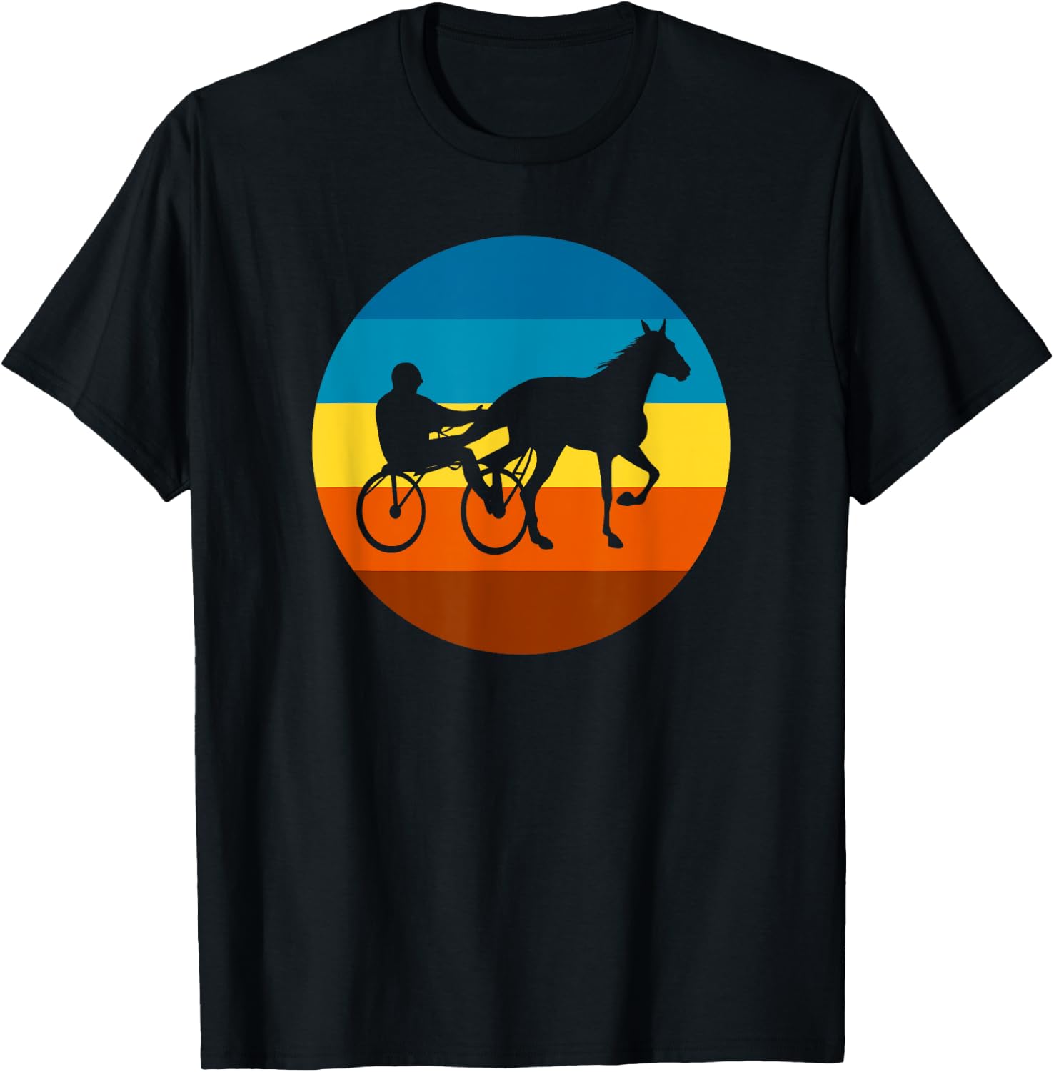 Harness Racing Retro Sunset Horse Race - Harness Racers T-Shirt - T-Shirt | Black