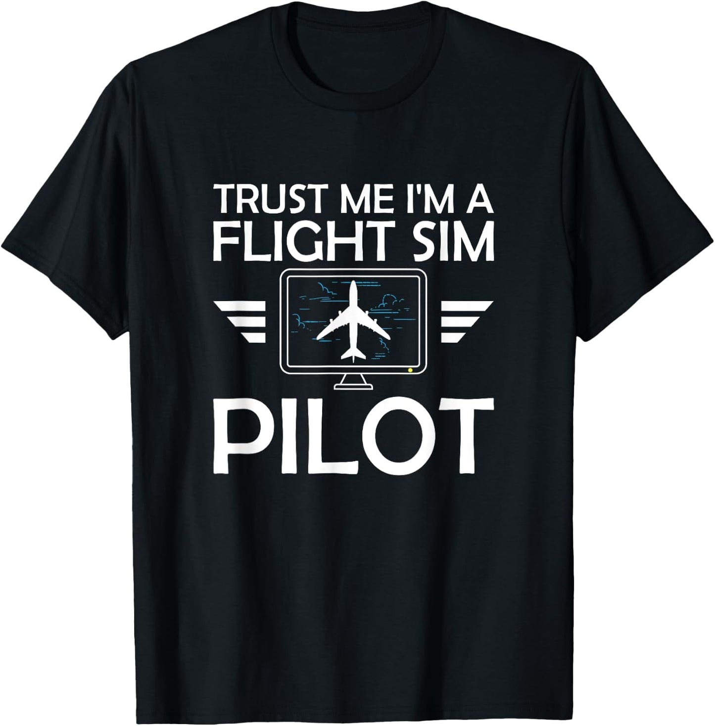 Flight Simulator Pilot Four Engine Jet Aircraft Aviation T-Shirt - T-Shirt | Black