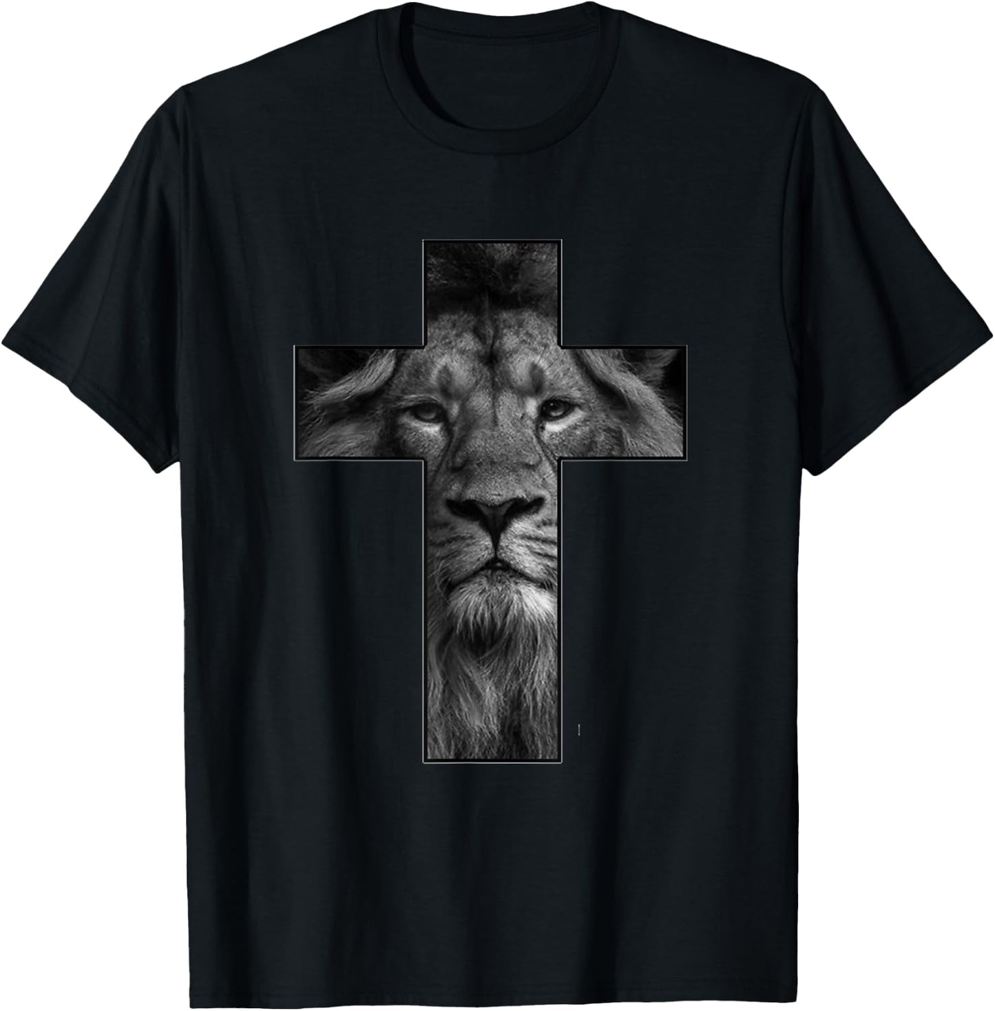 Jesus Cross With Lion Face, Faith In God T-Shirt - T-Shirt | Black