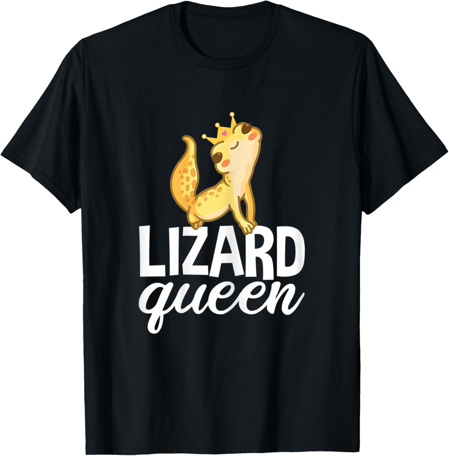 Lizard Queen Funny Cute Gecko Reptile Lover T-Shirt - T-Shirt | Black