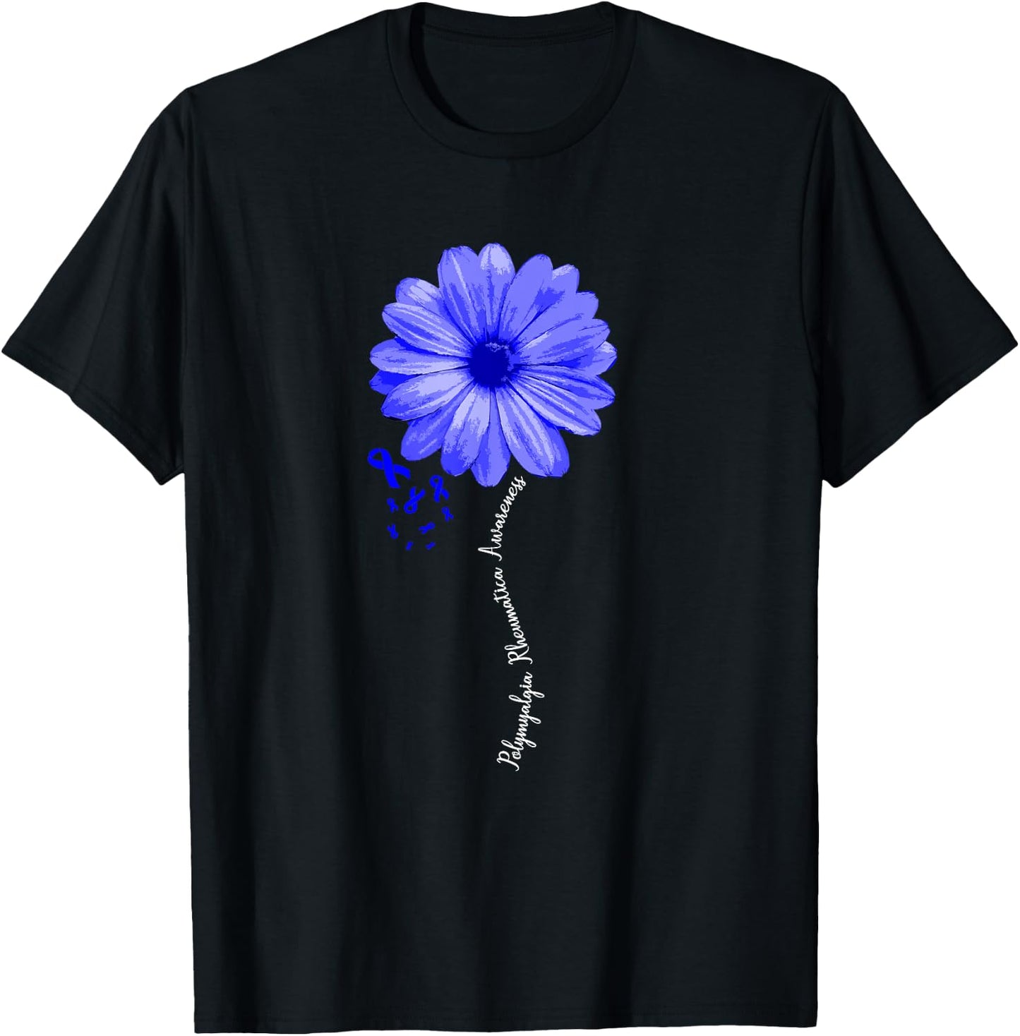 Polymyalgia Rheumatica Awareness Warrior Pretty Ribbon T-Shirt - T-Shirt | Black