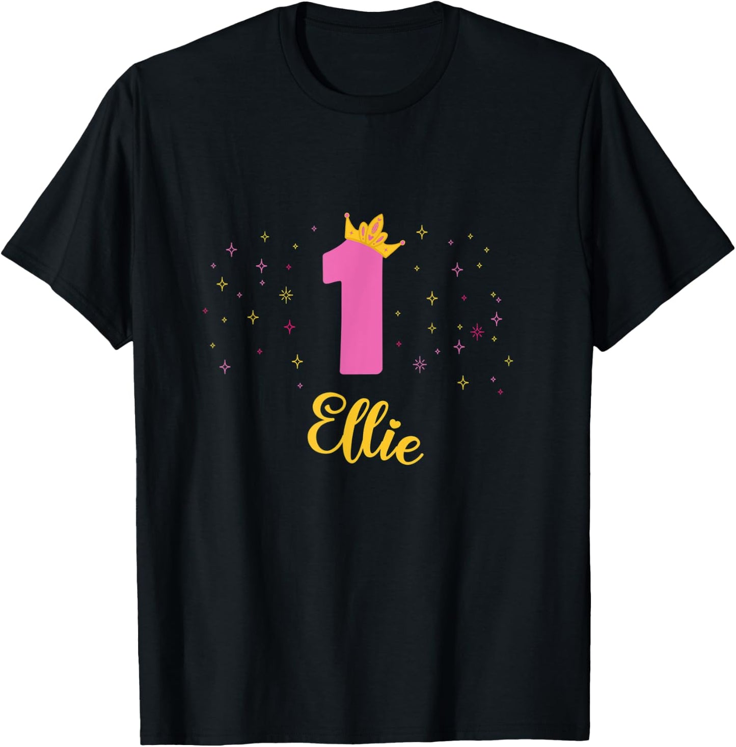 ELLIE First Birthday Novelty Girls Custom Name T-Shirt - T-Shirt | Black