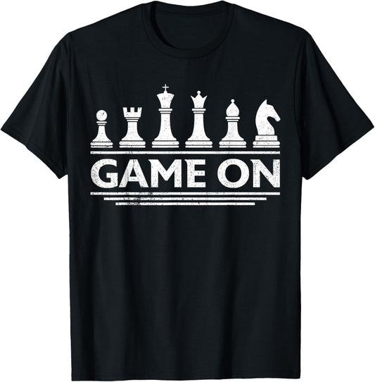 Game On Chess Pieces Funny Board Game Themed Gift Men Kids T-Shirt - T-Shirt | Black