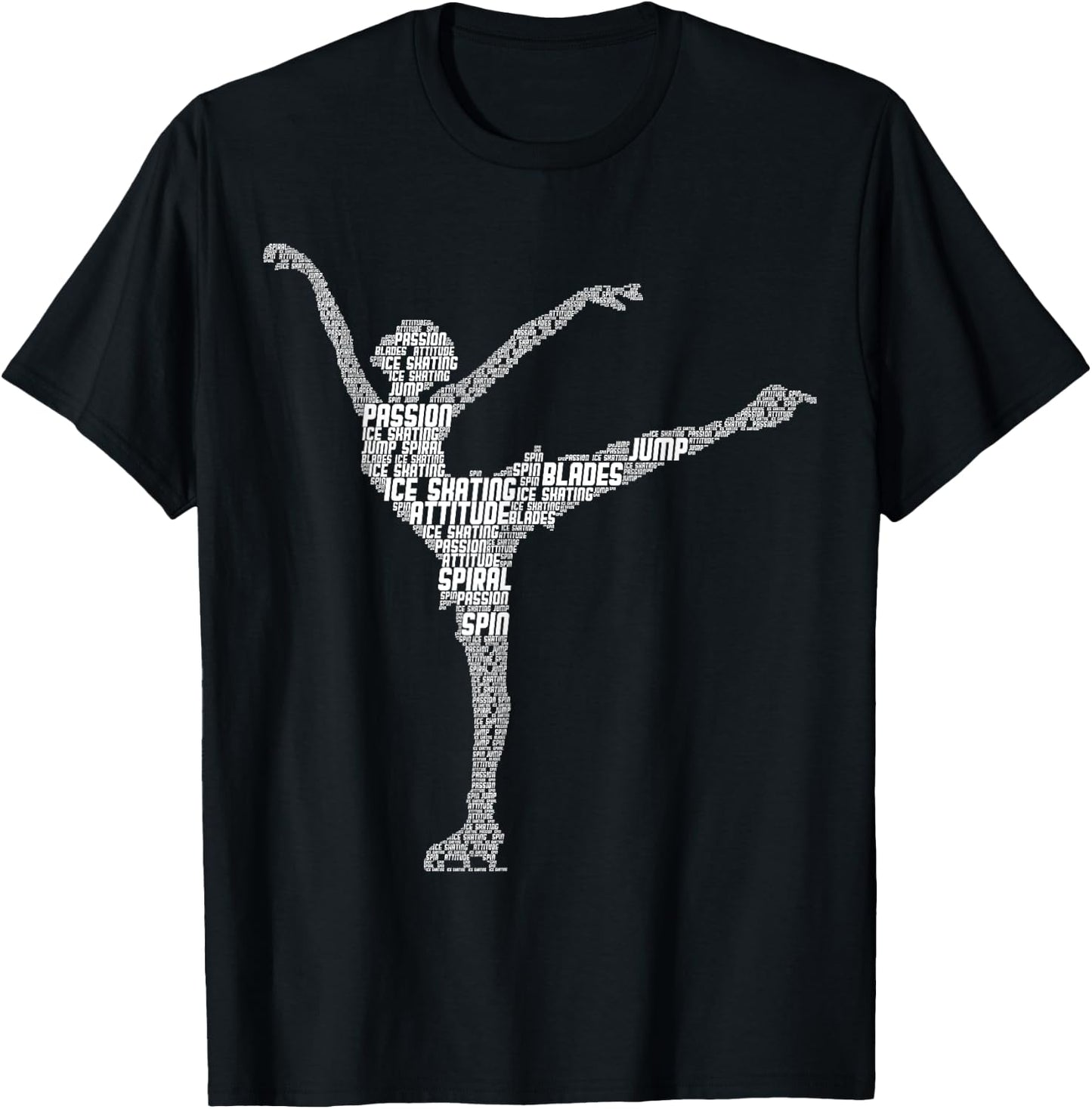 Figure Skating Ice Skates Girls Ladies T-Shirt - T-Shirt | Black