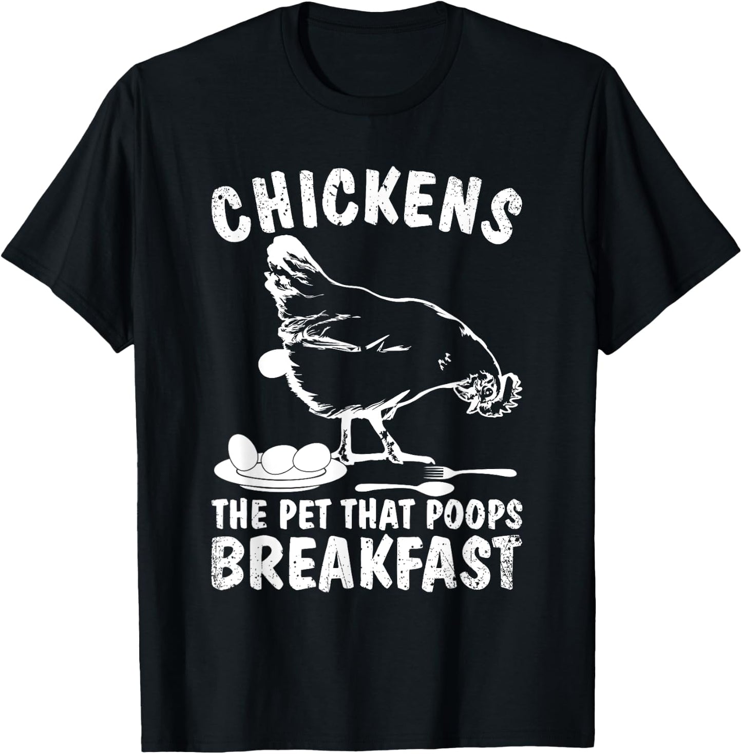 Funny Chickens Pet Poop Breakfast Backyard Farmer T-Shirt - T-Shirt | Black