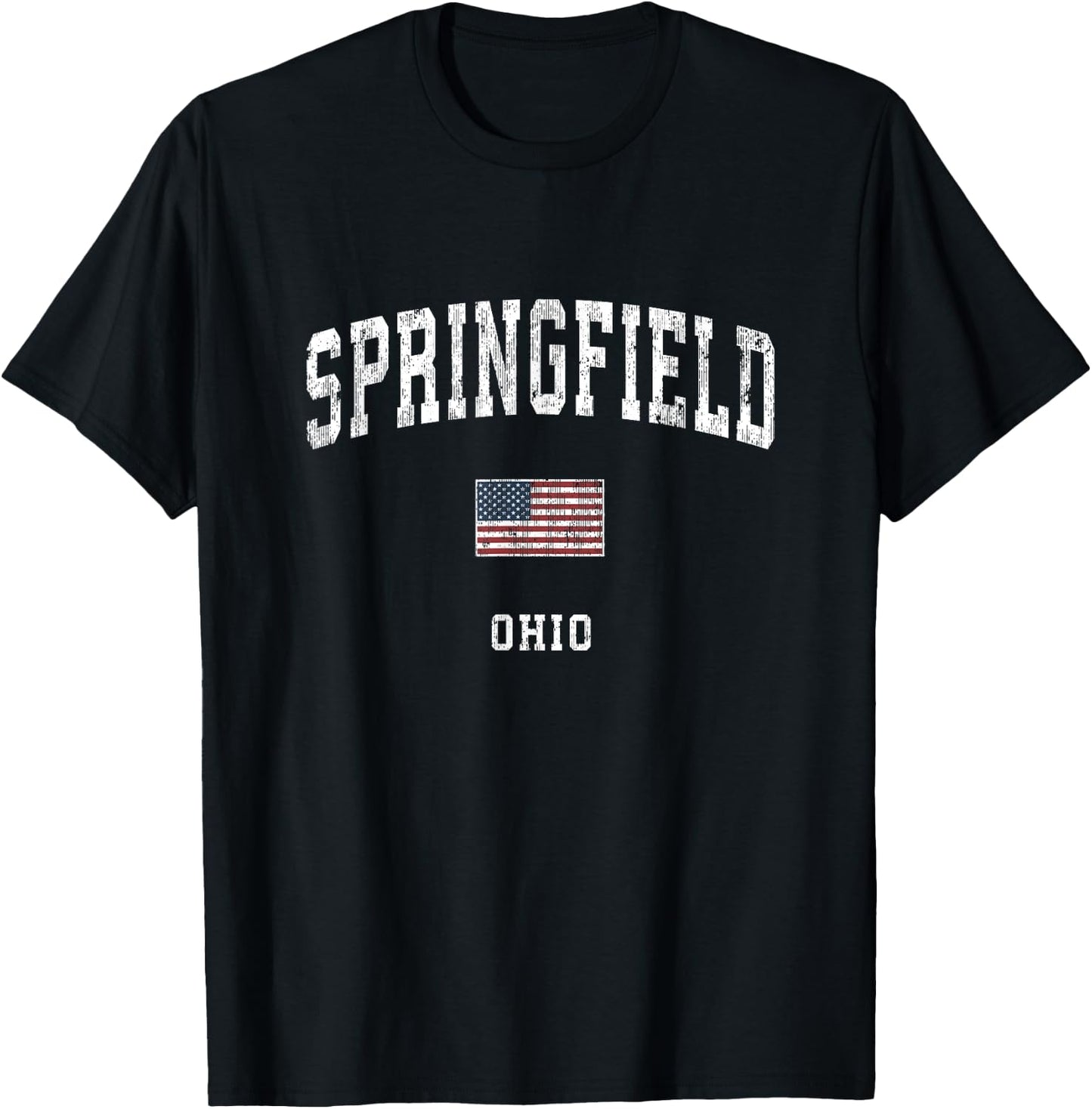 Springfield Ohio OH Vintage American Flag Sports Design T-Shirt - T-Shirt | Black