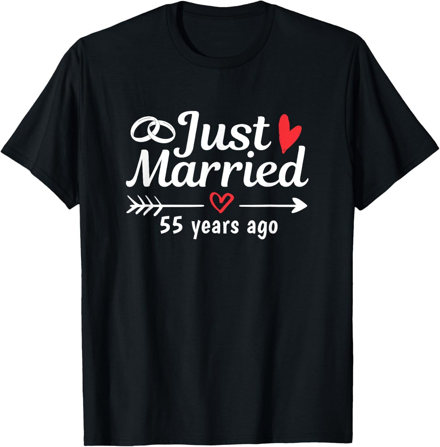 Just Married 55 Years Ago Funny Couple Wedding Anniversary T-Shirt - T-Shirt | Black