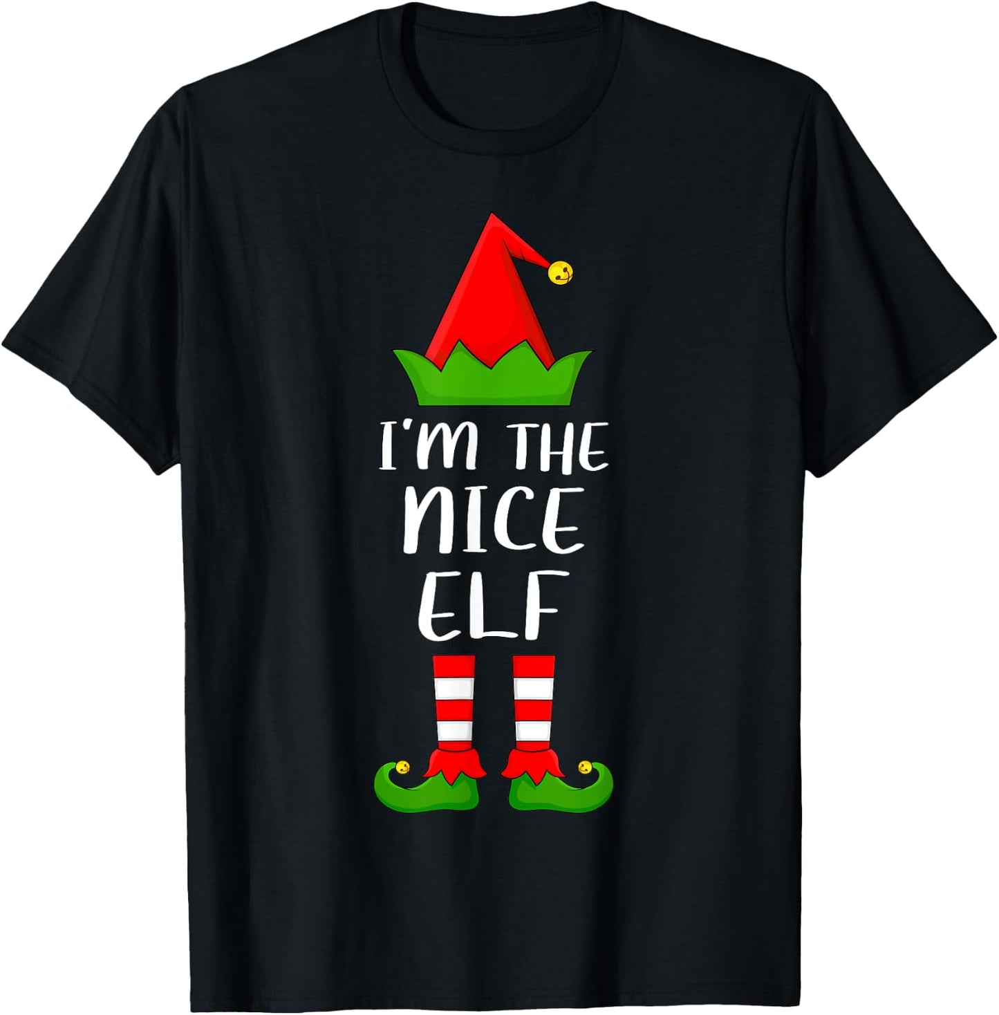 Funny Matching Family I'm The Nice Elf Christmas T-Shirt - T-Shirt | Black