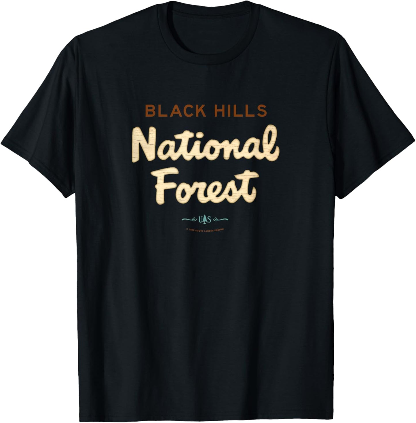 Black Hills National Forest South Dakota Logo Script Shirt T-Shirt - T-Shirt | Black