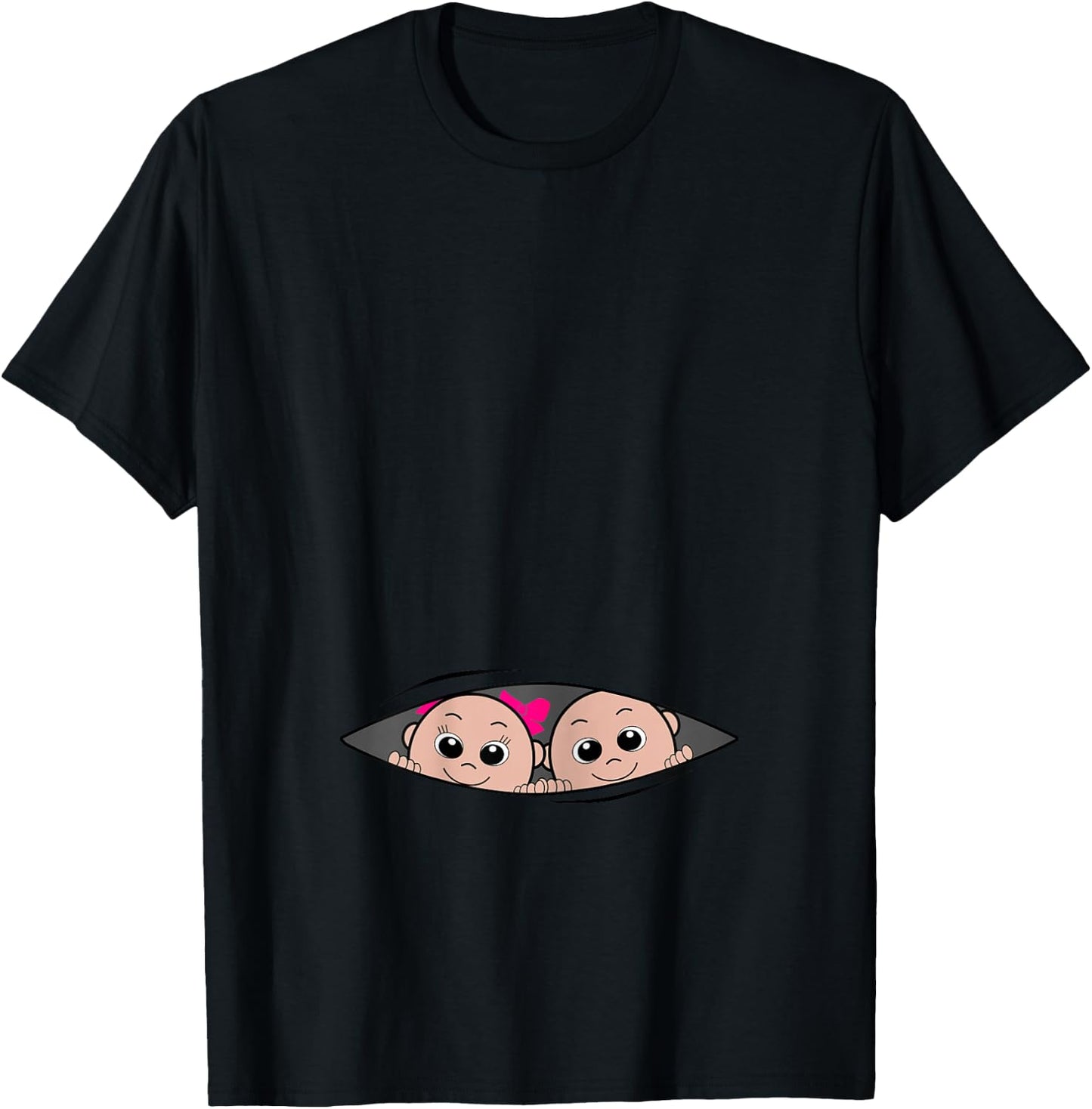 Boy and Girl Twin Pregnancy Announcement T-Shirt - T-Shirt | Black