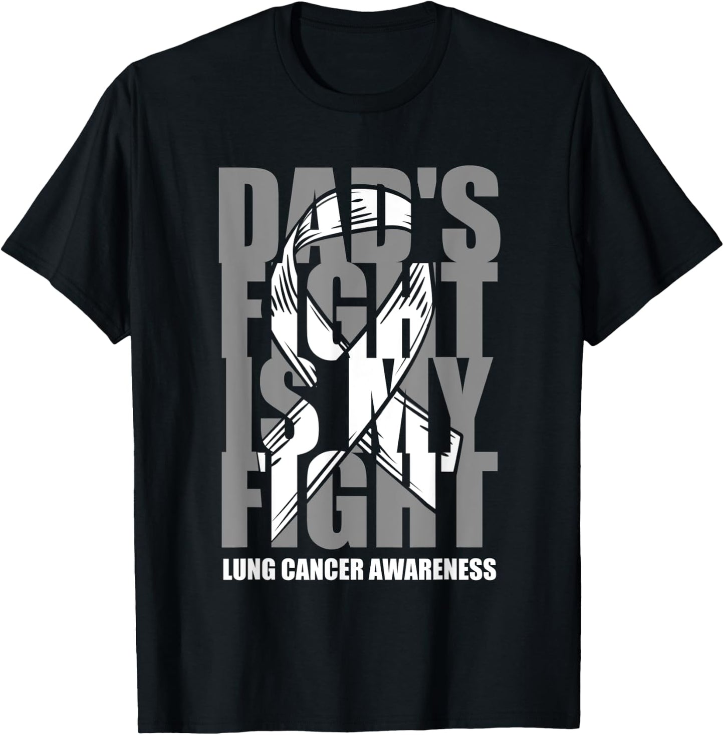 Lung Cancer Awareness White Ribbon November Dad's Fight Gift T-Shirt - T-Shirt | Black