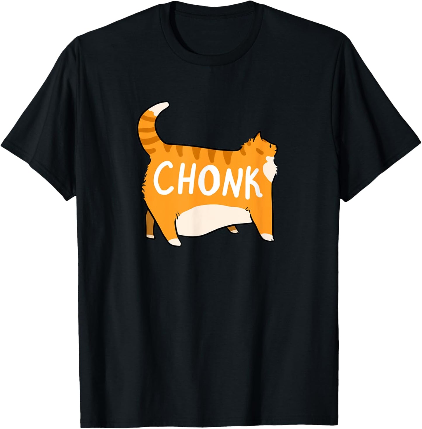 Funny Chonky Orange Tabby Cat Design T-Shirt - T-Shirt | Black