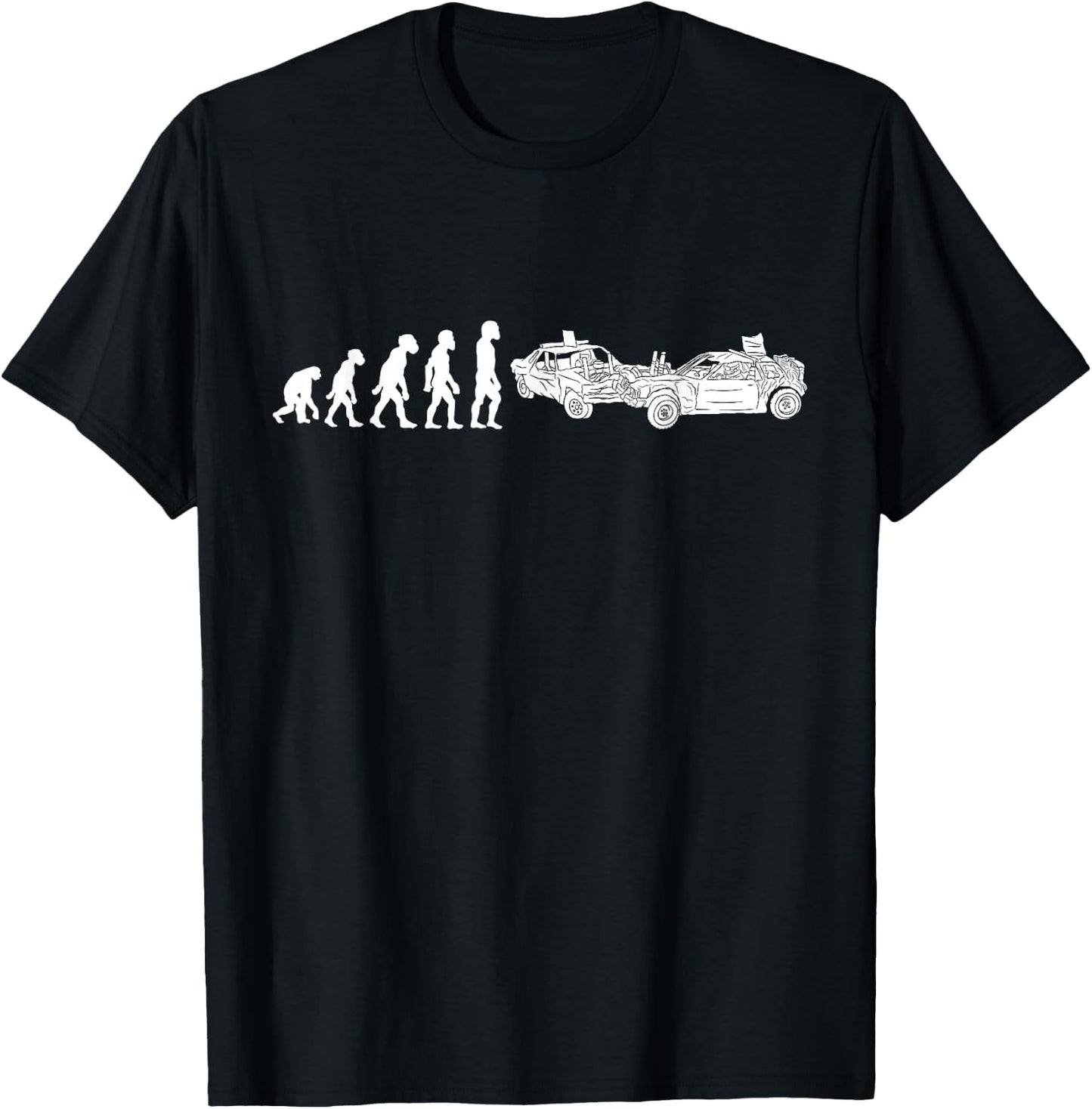 Funny Human Demolition Derby Evolution Car Racer Driver T-Shirt - T-Shirt | Black