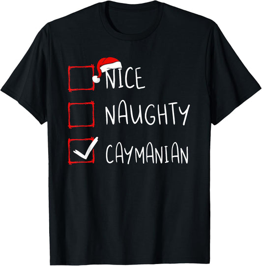 Nice Naughty Caymanian Christmas Cayman Islands Heritage T-Shirt - T-Shirt | Black
