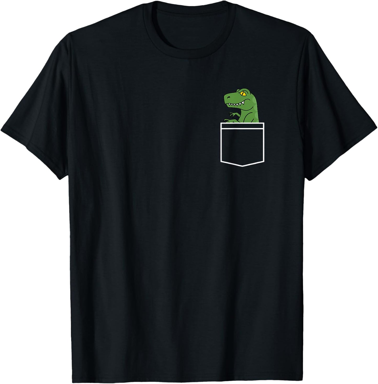 Dinosaur - Minimalistic Pocket Design - Funny Dino Classic T-Shirt - T-Shirt | Black