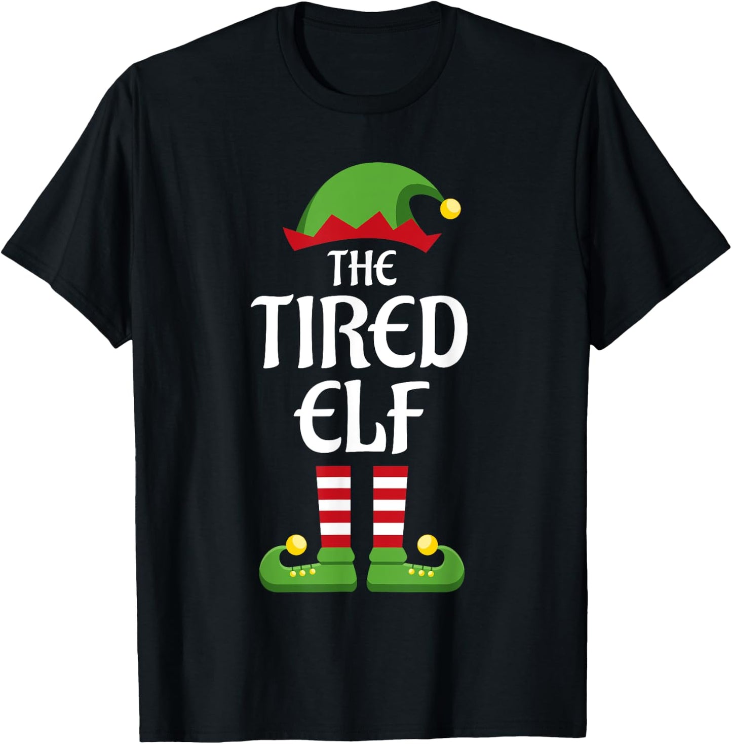 Tired Elf Family Matching Group Christmas T-Shirt - T-Shirt | Black